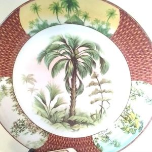 I Godinger & Co 10 1/2" Cake Plate & Server Palm Trees Tropical Splendor